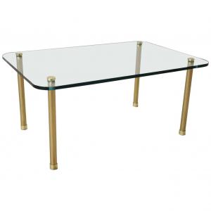 Mesa de centro de vidro e latão dos anos 80