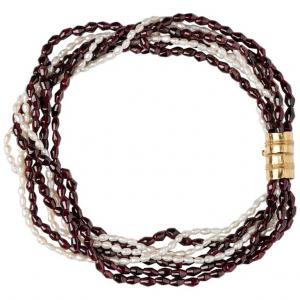 Garnets and river pearls necklace with gold clasp - G/227