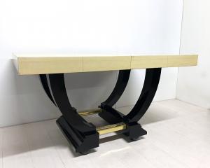 Deco Style Table - Parchment, Ebony and Brass