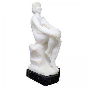Nudo di giovane donna, scultura Art Déco in marmo 