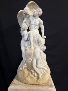 Wichtige Skulptur aus weißem Carrara-Marmor, 1,15 m hoch und 60 cm breit