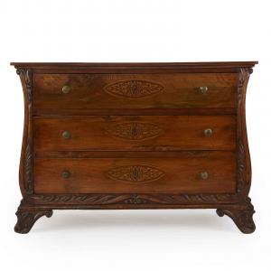 Cassettone A Lira In Noce Con Tre Cassetti 1800