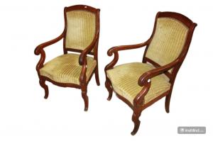 Par de Poltronas Estilo Diretório Em Madeira de Mogno França Segunda Metade do Século XIX