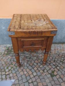 Mesa de açougueiro francesa do início do século XX, 60x60xH82 cm