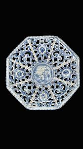 Octagonal pierced majolica stand. Savona.