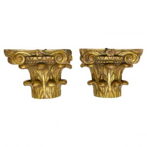 Pair of gilded half-capitals - O/5556 -