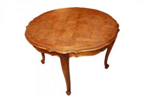 Tavolo circolare con piano smussato Stile Provenzale in legno di noce