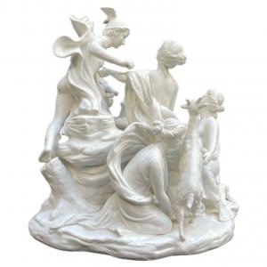 White Porcelain Biscuit Centerpiece Italian 20th Century Mythological Sculptural Group