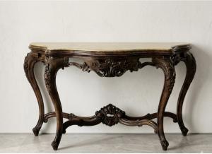 Walnut wood console table.