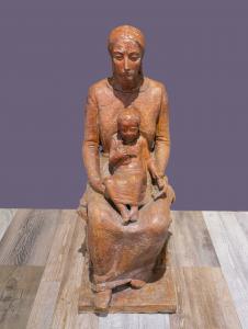 Scultura in terracotta, "Maternità", Metà del '900, Terracotta sculpture, “Motherhood,” mid-20th century