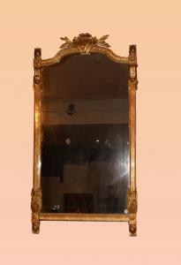 Grande specchiera francese del 1800 Stile Luigi XVI dorato foglia oro