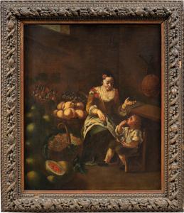 Pittore italiano (XVIII sec.) - La venditrice di frutta.