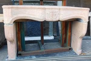 CHP382 - Sculpted cement fireplace, dimensions cm L 168 x H 110 x D max 74