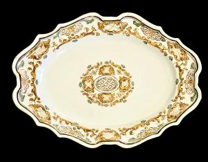 Oval dish decorated in 'Moustiers' style, San Carlo Manufactory of the Royal Factory of Caserta.