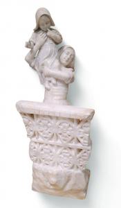 SCULTURA IN ALABASTRO - "DONNA CON BAMBINO" - XIX SEC.
