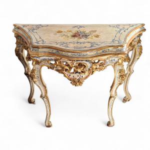 Louis XV lacquered and gilded console table