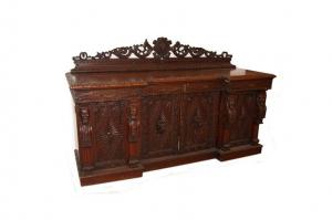 Antikes, großes Tudor-Buffet aus dem 19. Jahrhundert aus Eichenholz mit Plakette der Kathedrale von Glasgow