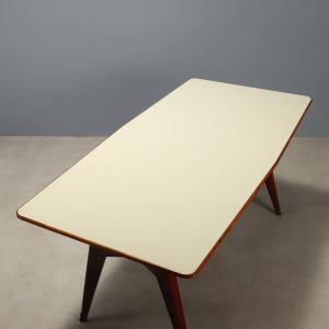 Tavolo Anni '50-'60 con Piano in Vetro Retro Trattato - Foto 8