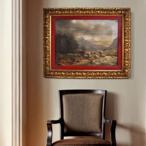  Italienisches Gemälde, Landschaft, signiert und datiert 1846 - Foto 8
