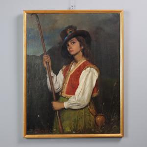 Dipinto di Domenico Pesenti - La Pastorella
