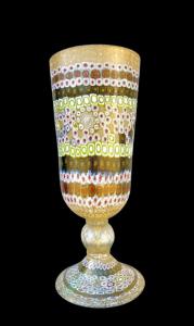Vasenlampe aus überfangenem Glas mit Murrine-Einsätzen und Blattgold. Marke La Murrina.