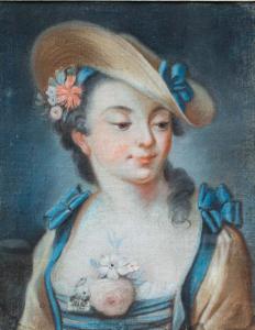 Tomaso Bugoni,(Veneza, ? – 1767) Retrato de uma rapariga com chapéu