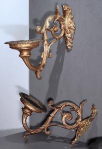 Coppia di appliques dorate, Toscana, Sec. XIX