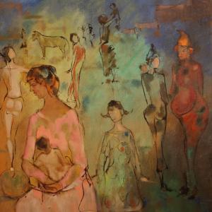 Italian painting, Family of Acrobats, dated 1981 - Foto 7