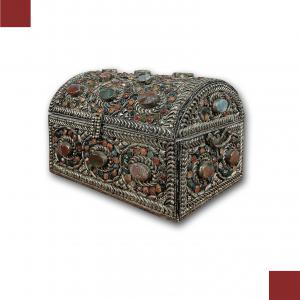 BAULETTO PORTAGIOIE CON PIETRE DURE XIX SECOLO