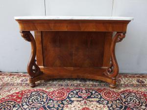 Restored Piedmontese Carlo X walnut console table cm L132xP57xH97