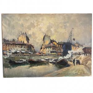 Milan View by Italian Castelfranchi Cirano 1962 Oli on Canvas