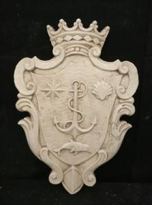 Raffinato Stemma Genovese - 50 x 36 cm - Marmo Biancone di Asiago - Genova