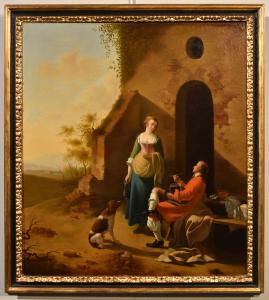 Scène galante à l'entrée d'une auberge, Jan Vermeer d'Utrecht (Schoonhoven, vers 1630 - 1692) suiveur