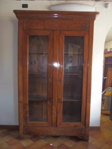 BOOKCASE WITH INLAYS, TWO DOORS, WALNUT, CHARLES X STYLE