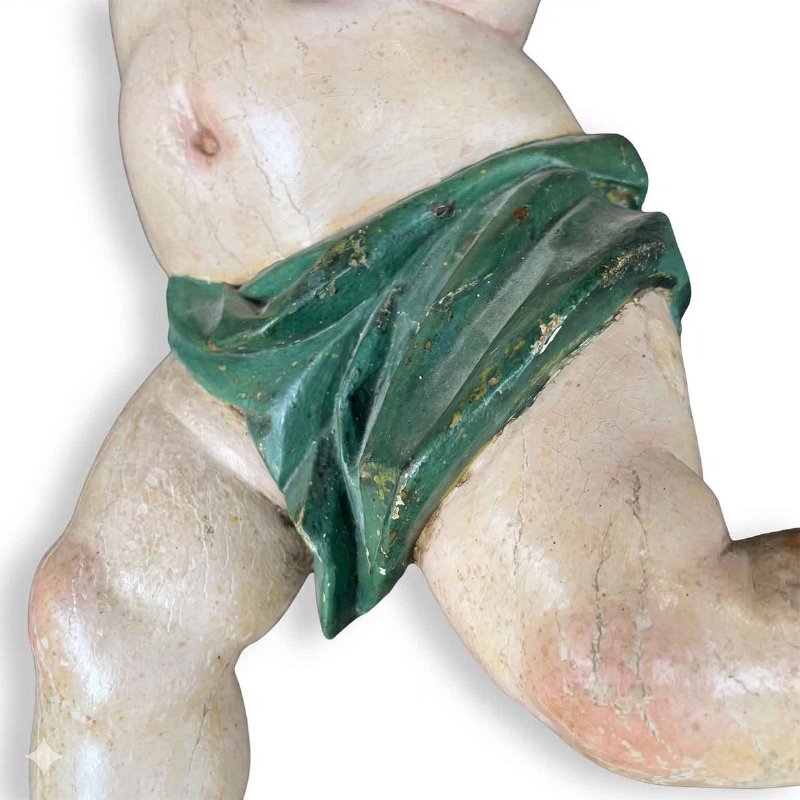 Coppia di Putti Barocchi in Legno Laccato 1600 - Foto 5