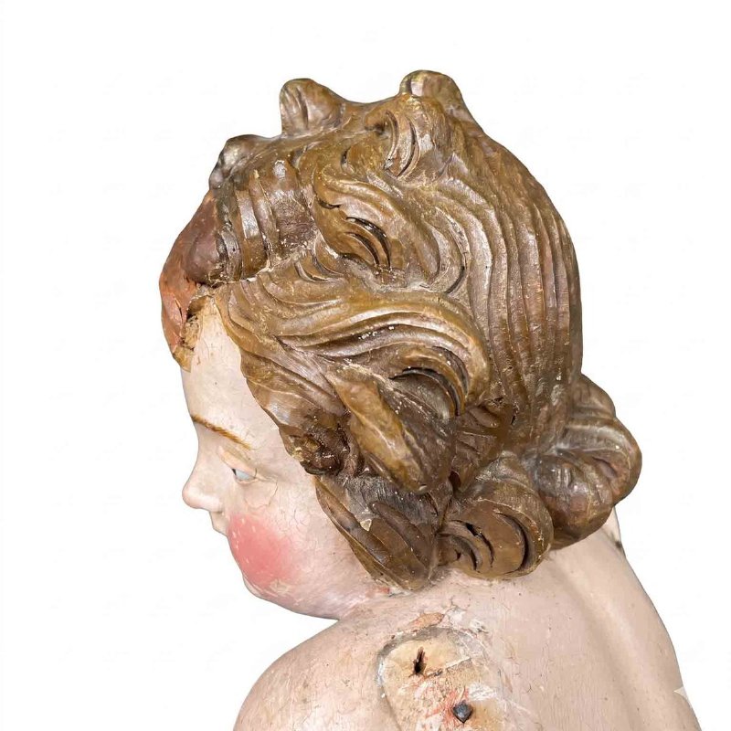 Coppia di Putti Barocchi in Legno Laccato 1600 - Foto 6