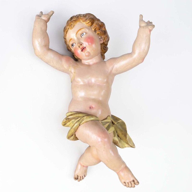 Coppia di Putti Barocchi in Legno Laccato 1600 - Foto 9