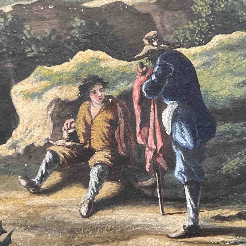 Par de Paisagens Pintadas a Aquarela Escola Italiana 1800 - Foto 8