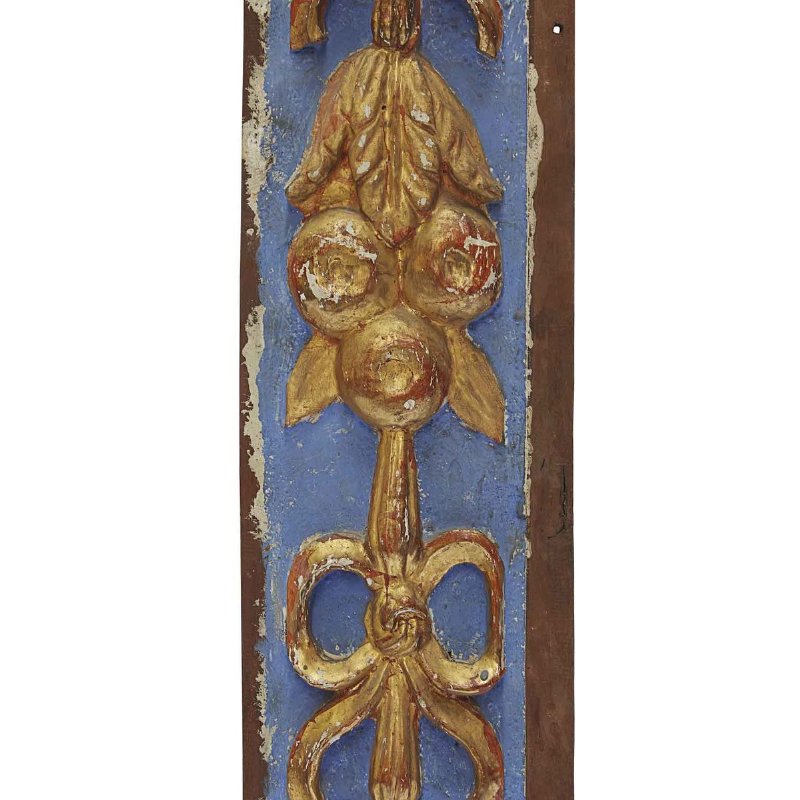 Coppia Fregi 1700 Legno Intagliato Laccato Azzurro e Oro Fino - Foto 5