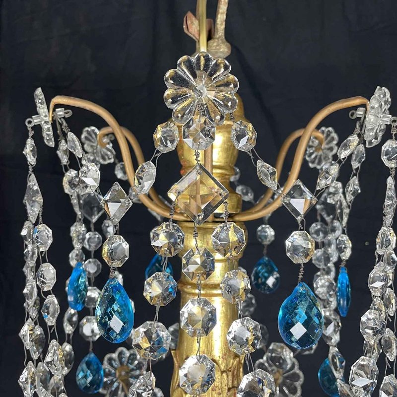 Empire Genoese Crystal and Gilt Wood Twelve-Light Chandelier - Foto 6