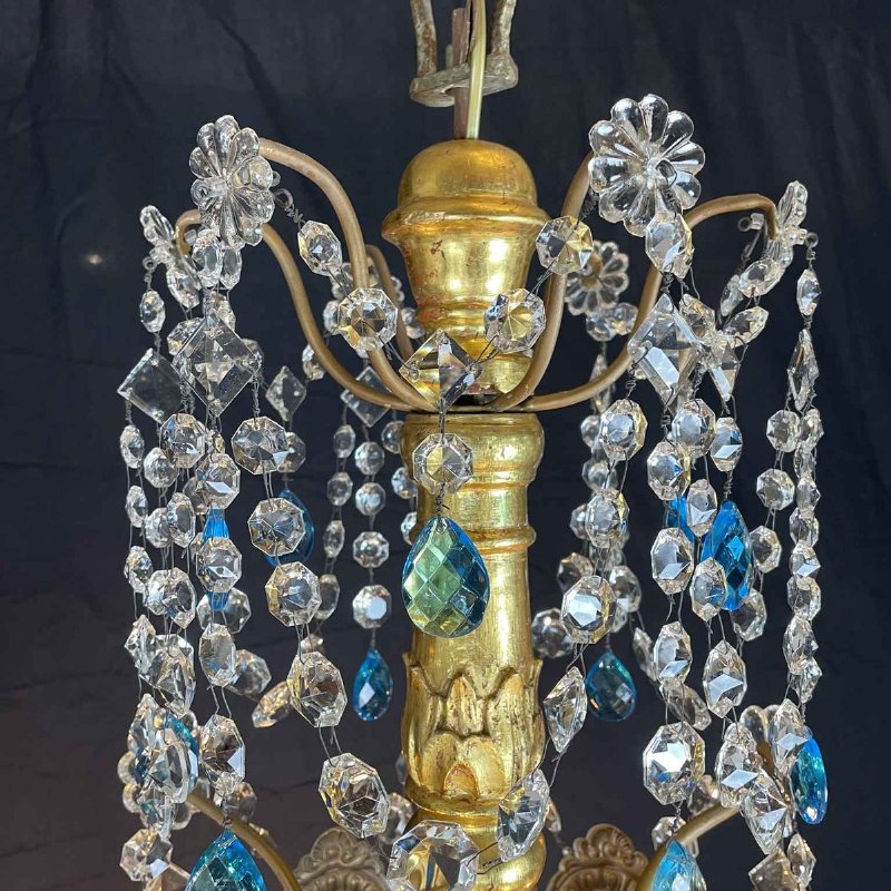 Empire Genoese Crystal and Gilt Wood Twelve-Light Chandelier - Foto 8