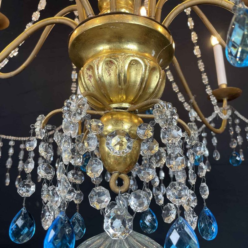 Empire Genoese Crystal and Gilt Wood Twelve-Light Chandelier - Foto 9