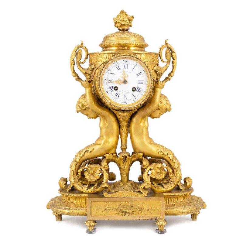 Pendola Antica Dorata Da Tavolo Lassalle & C.Funzionante 1800