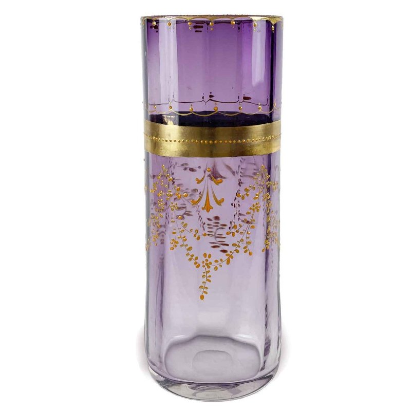 Moser Art Nouveau Purple Lavander and Gold Glass Vase