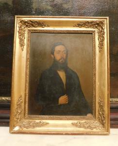 pan368 - painting with frame, 19th century, cm W 34 x H 41 x D 4