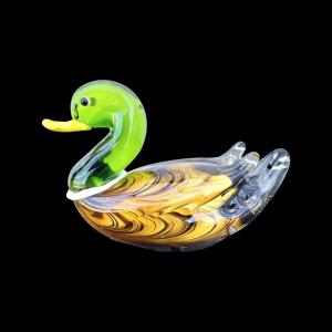 Schwere Unterwassergans aus Glas mit Silberfolieneinschlüssen. Murano, Manufaktur Barbini.