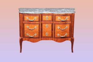 Cassettone francese del 1800 stile Transizione con bronzi e marmo 