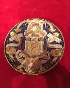 Fabulous ceramic plate with ruby and gold luster signed MASTRO GIORGIO ANDREOLI and dated 1531