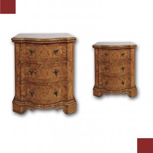 PAIR OF LOUIS XIV MARQUETRY BEDSIDE TABLES, FIRST HALF OF THE 18TH CENTURY
