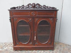 VETRINETTA A DUE PORTE IN PALISSANDRO EPOCA 800 STILE NAPOLEONE III cm L101xP39xH94  altezza con cimasa cm 110